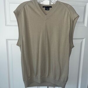Tiger Woods Collection Tan V-Neck Sweater with Relaxed Fit